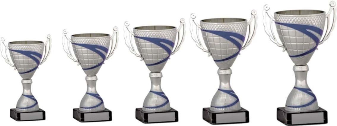 Silver Blue Cup Trophies 1974 Series Plastic Body